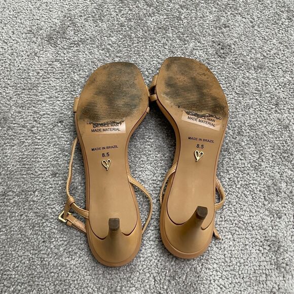 Lulus Synthetic Leather Strappy Sandals Heels Women 8.5 Nude Beige Formal Casual - Picture 11 of 13
